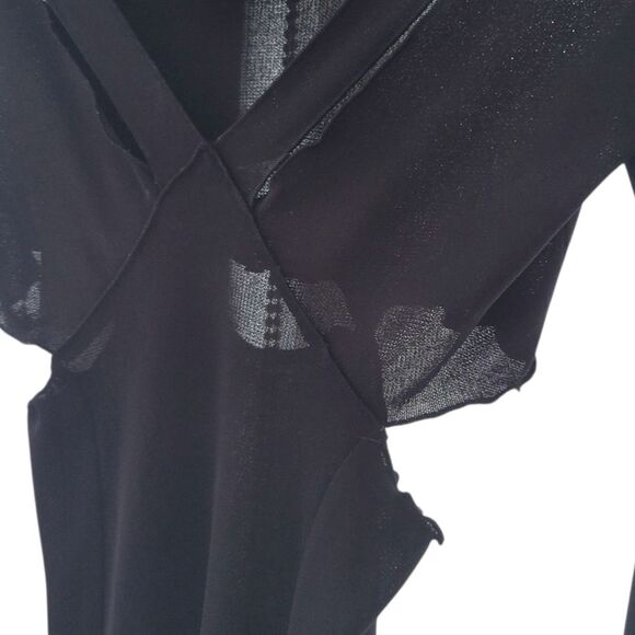 Emporio Armani Black See through Peek-a-boo Long Sleeve Dress Size 6 Italy Made - Picture 5 of 8